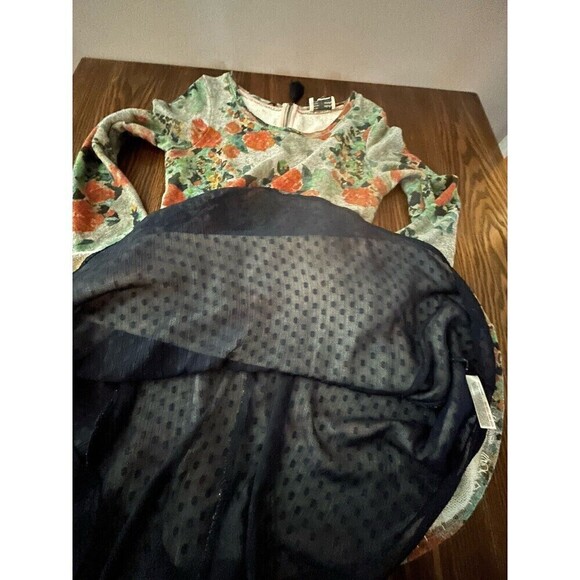 Anthropologie Saturday Sunday Gray Floral Knit Dress Fit & Flare Size Medium - Picture 12 of 16